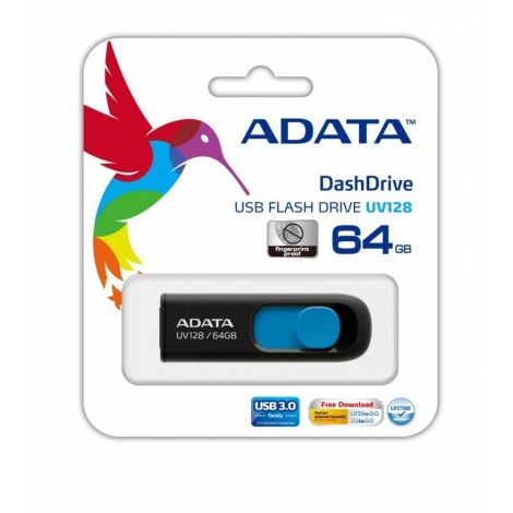 ADATA | UV128 | 64 GB | USB 3.0 | Black/Blue - 2